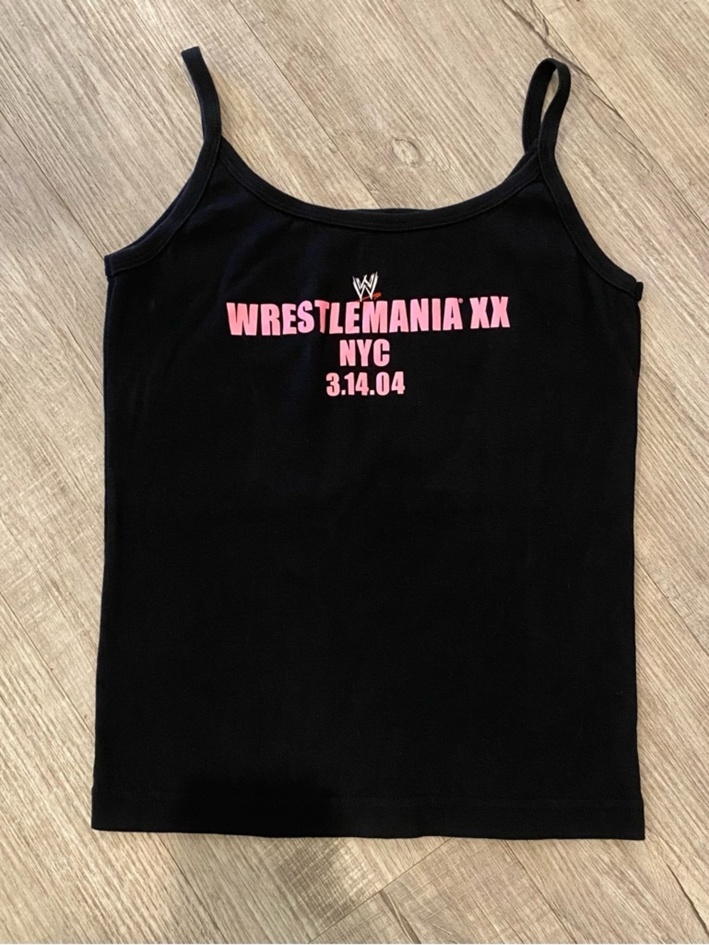 Vintage 2004 WWE WrestleMania XX NYC Tank Top Black Pink Graphic Y2K - Sz L